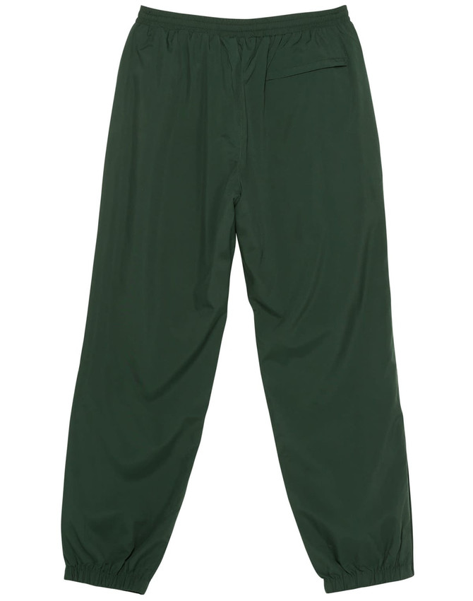 Track pants in a deep green colour with an elasticated waist and a single back pocket. Features a logo.
