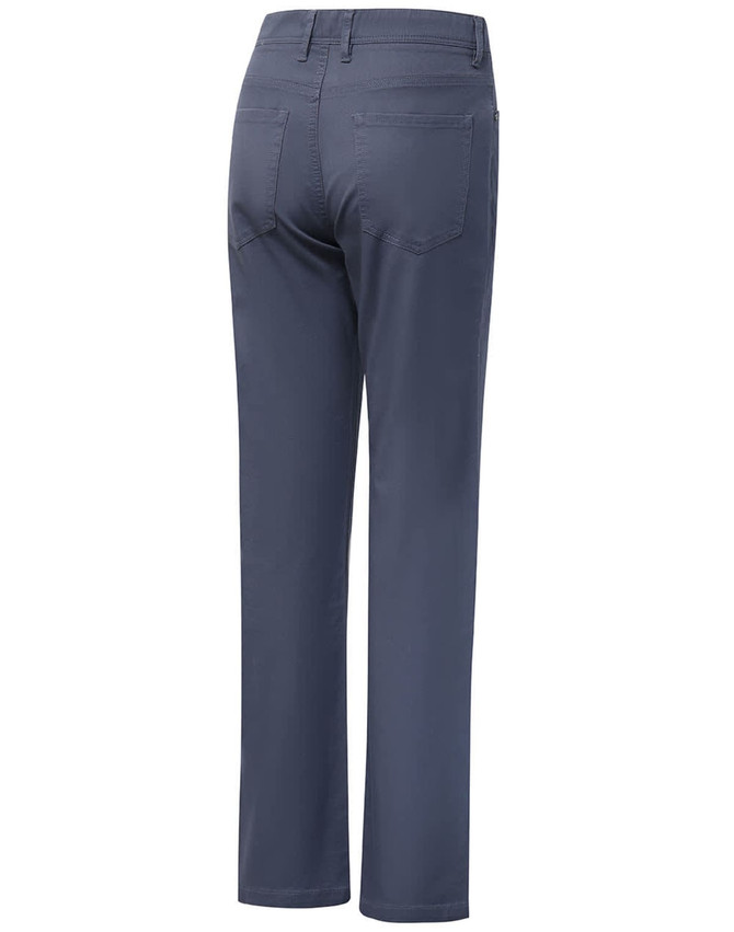 Men's flexi chino pants in navy blue, featuring a straight leg design and back pockets, with a subtle logo.