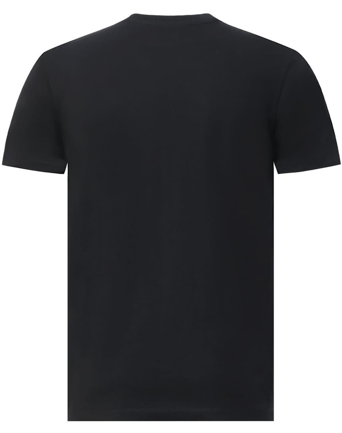 A men's premium cotton short sleeve tee shirt in black, featuring a simple design and a branded logo.