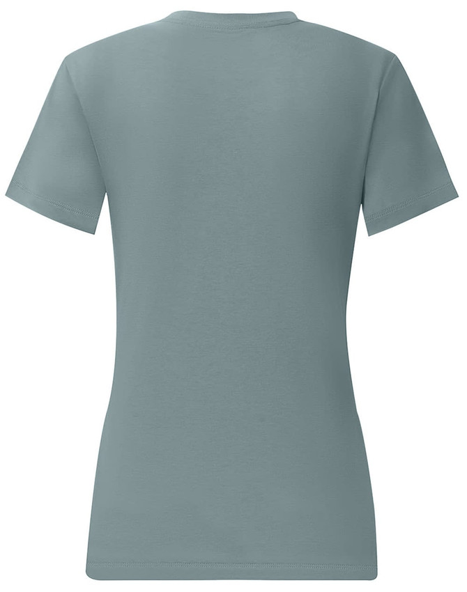 A light blue short-sleeve women's premium cotton tee shirt featuring a plain back design.