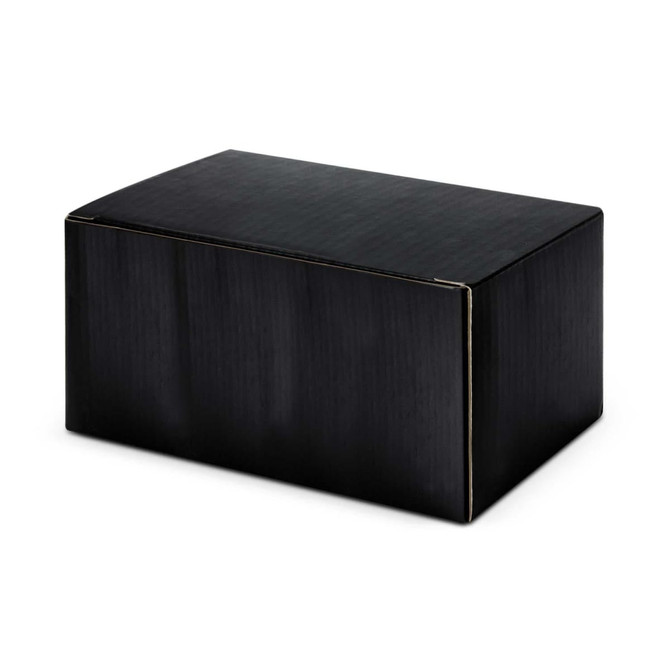 A black packaging box with a smooth finish and edges, suitable for a promotional product.