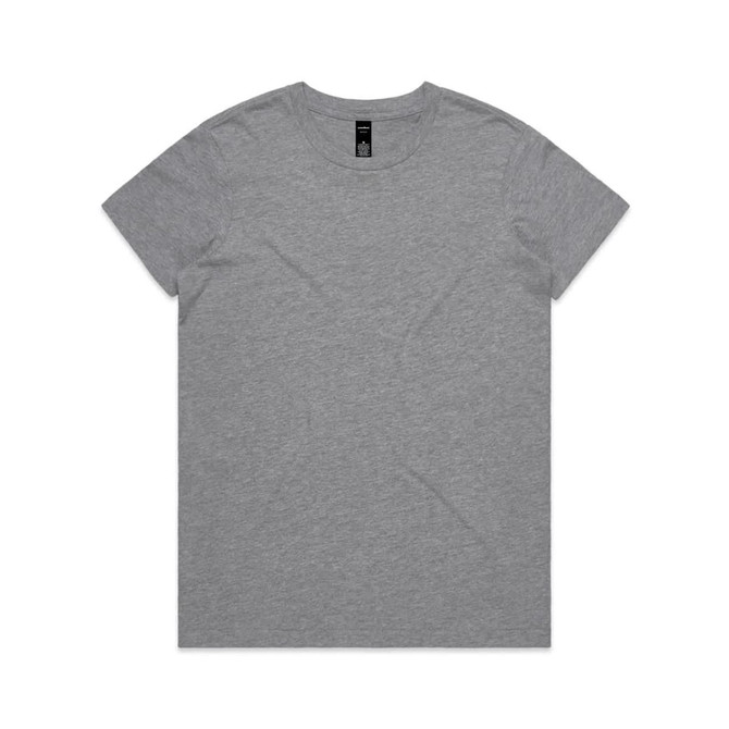 A grey t-shirt featuring a crew neck design and an attached logo.