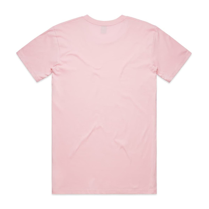 A plain pink T-shirt featuring a back view. The shirt has short sleeves and a simple design.
