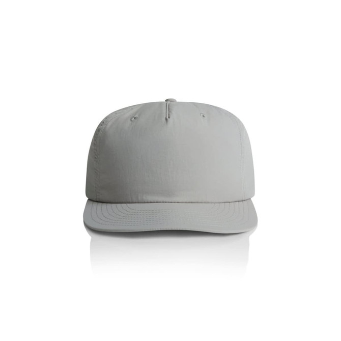 A light grey cap with a structured crown and curved brim, featuring a logo on the front.