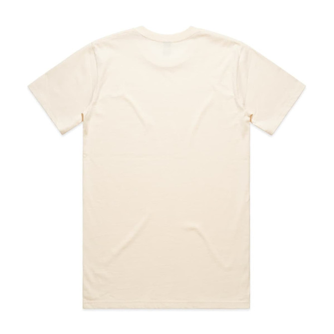 A beige Classic Tee featuring a plain design and a simple fit, with a logo on the back.