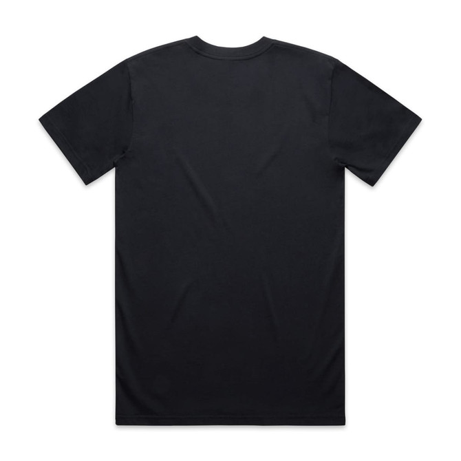 A plain black t-shirt with a classic fit, featuring a smooth back design and no visible logos.