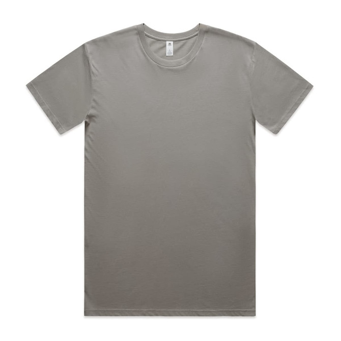 A plain olive green T-shirt with a round neckline and short sleeves, displaying a label and a branding logo.