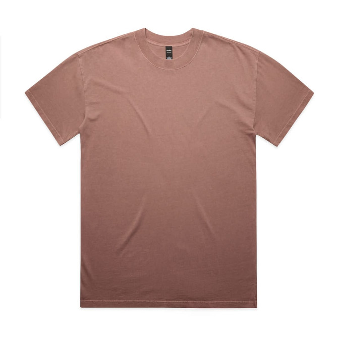 A heavy faded tee in a dusty rose colour, featuring a simple, unbranded design.