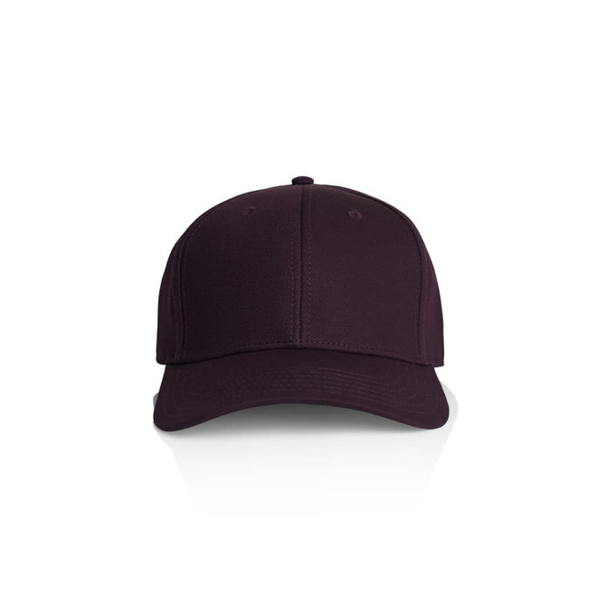 A black cap featuring a seamless design and a front panel, with an adjustable strap at the back.
