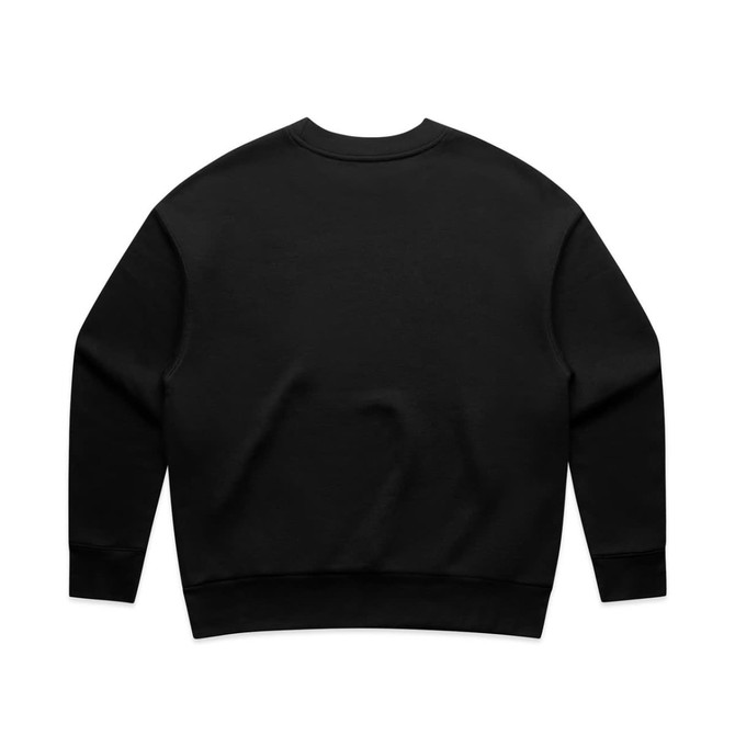 A black jumper with a round neck and long sleeves, featuring a plain design on the back.