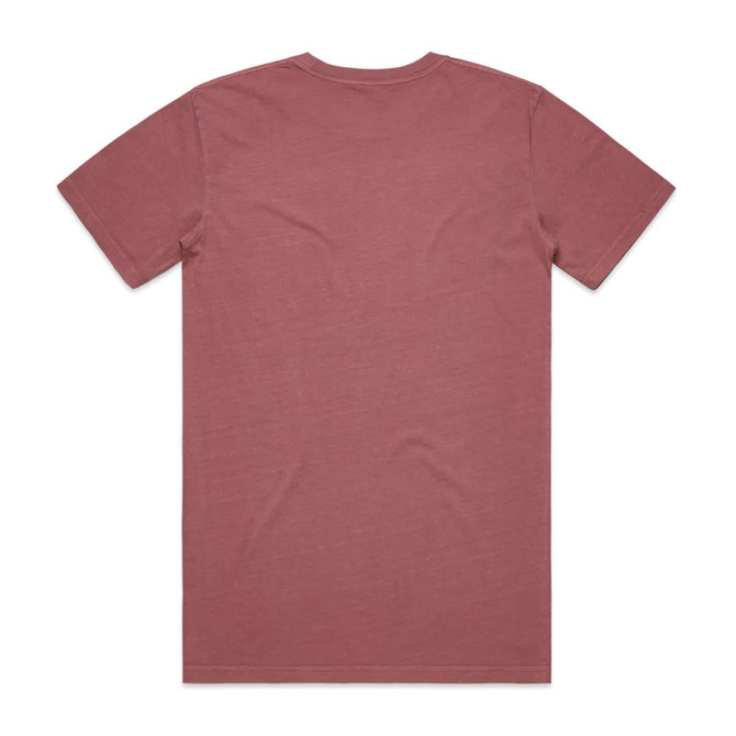 A maroon T-shirt with a simple design and no visible branding, featuring a relaxed fit.