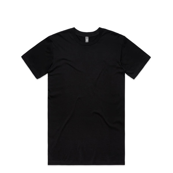 A black t-shirt with a classic crew neck design. It features a standard fit and includes a logo.