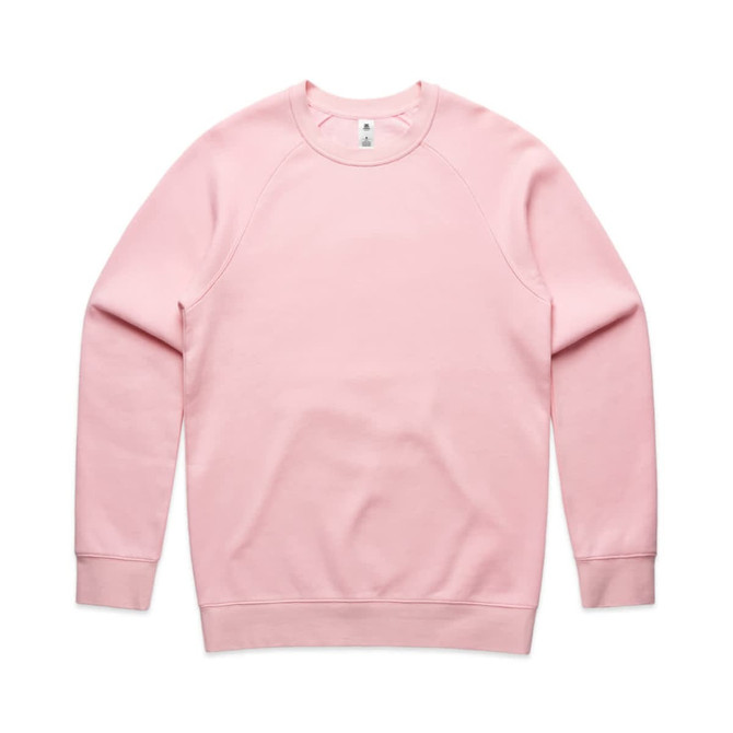 A pink jumper with raglan sleeves and a crew neck, featuring a label inside.