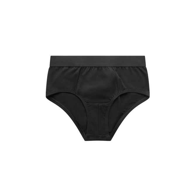 A black pair of Y-Front Briefs featuring a smooth fabric and an elastic waistband. The item has a simple design.