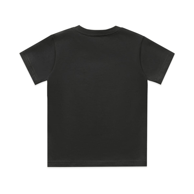 A black classic kids' T-shirt featuring a plain back design and short sleeves. This item has a logo on the label.