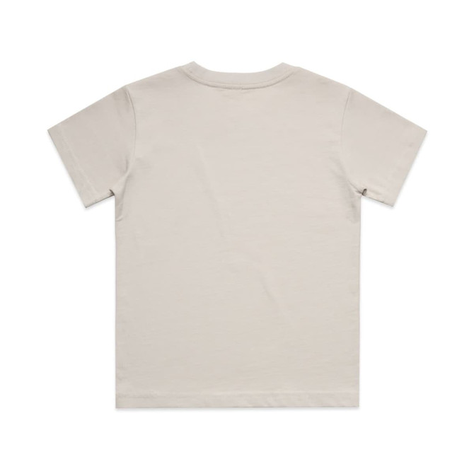 A kids' classic tee in a light beige colour, featuring a plain design and a simple crew neckline.