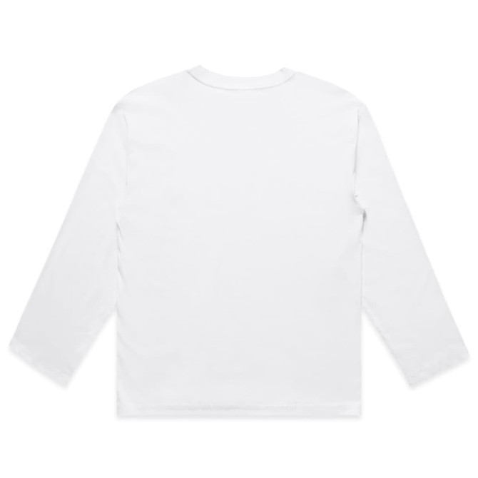 A long-sleeve T-shirt in white, featuring a simple back design and no visible branding.