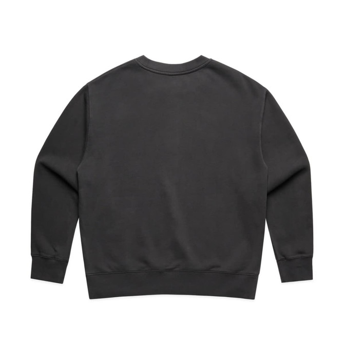 A grey crew jumper featuring long sleeves and a simple design. The back is smooth with no visible embellishments.