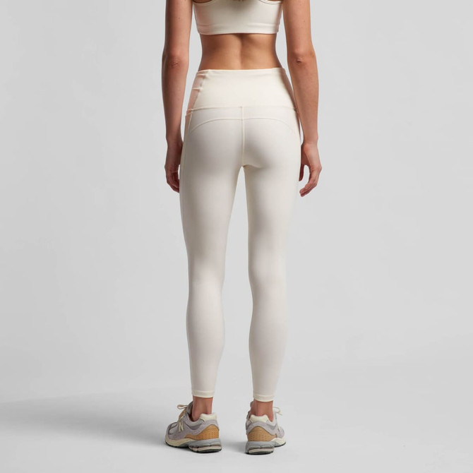 Active leggings in cream colour, featuring a high waist and a sleek design, displayed on a model from the back.