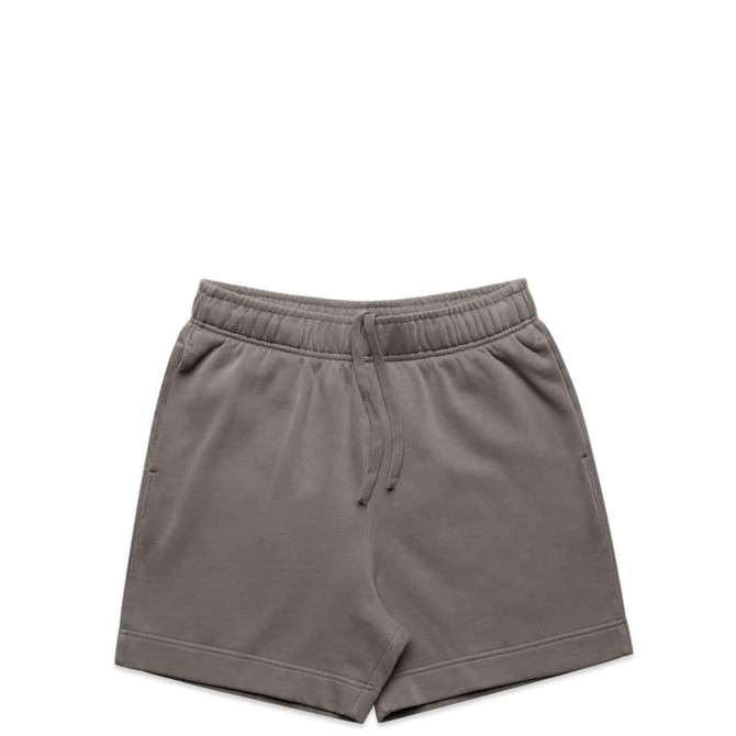 Relaxed faded track shorts in grey, featuring an elastic waistband and two side pockets. Includes a logo detail.