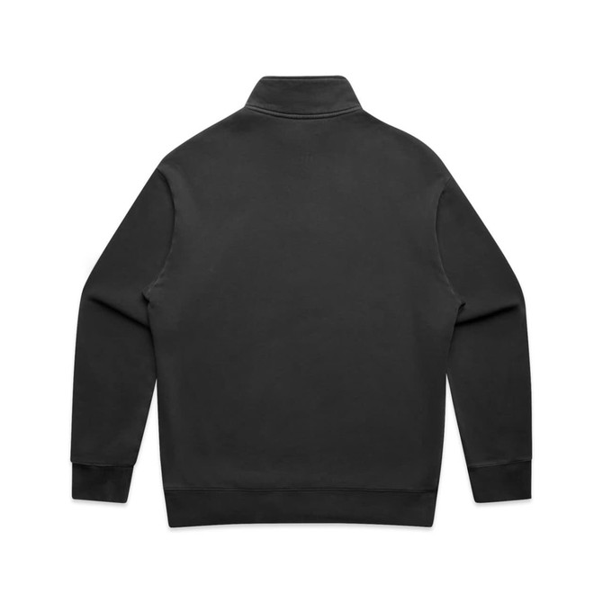 A relaxed, faded half-zip jacket in black with a collar and long sleeves, featuring a simple back design.