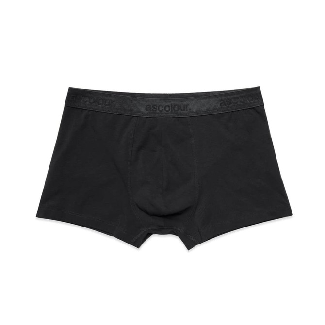 Black men's briefs with a logo waistband, featuring a fitted design and a short leg cut.