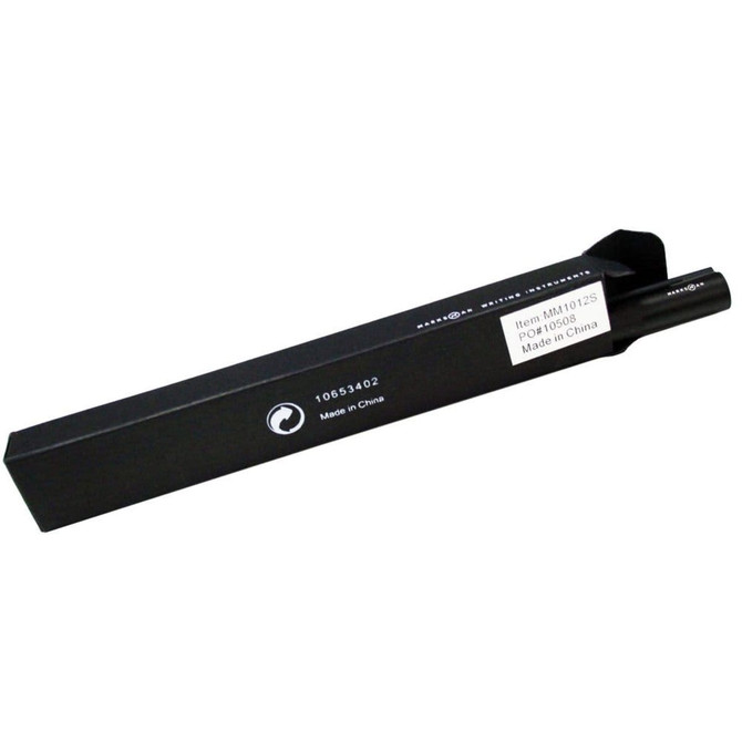 A black Marksman Voyager ballpoint pen in a black packaging box with a logo.