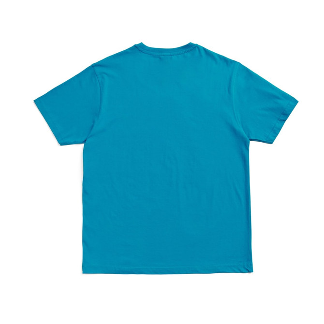 A turquoise unisex modern fit tee with short sleeves and a plain back view.