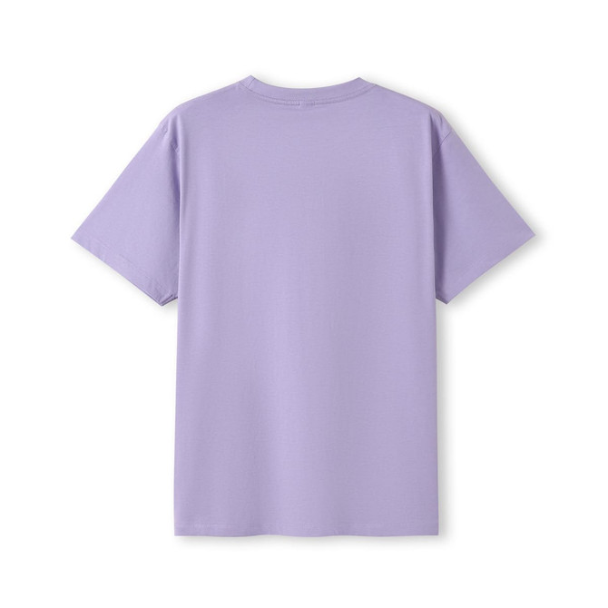 A lilac unisex modern fit tee with short sleeves and a plain back, featuring a small logo at the neckline.