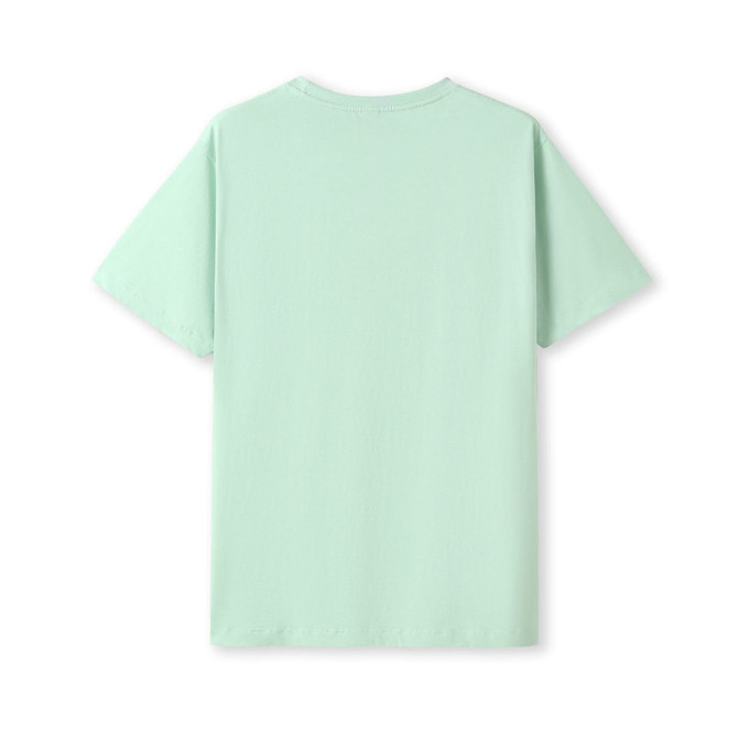 A mint green unisex modern fit t-shirt with short sleeves and a simple design on the back.
