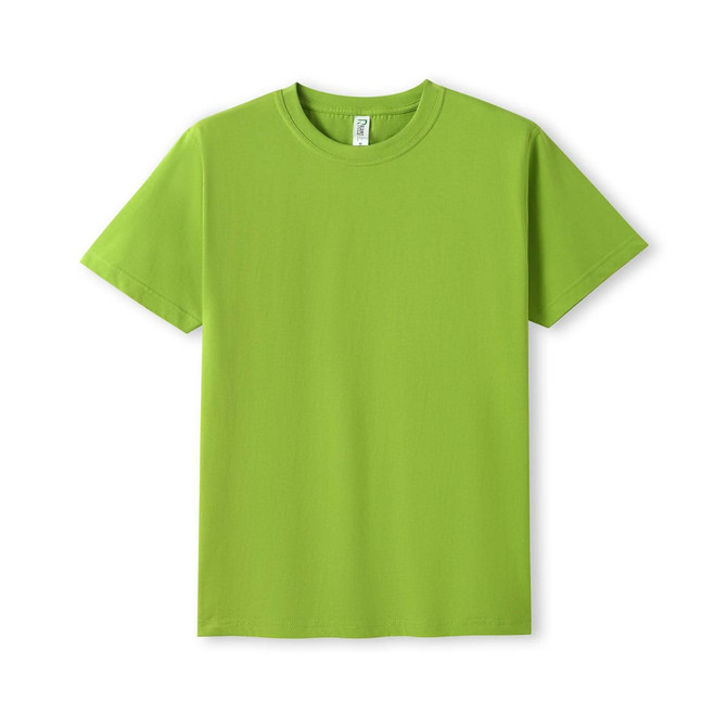 A green unisex modern fit T-shirt with short sleeves and a round neckline, featuring a small logo at the neck.