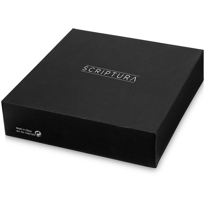A black gift box featuring the name "Scriptura," designed for office and business gift sets.