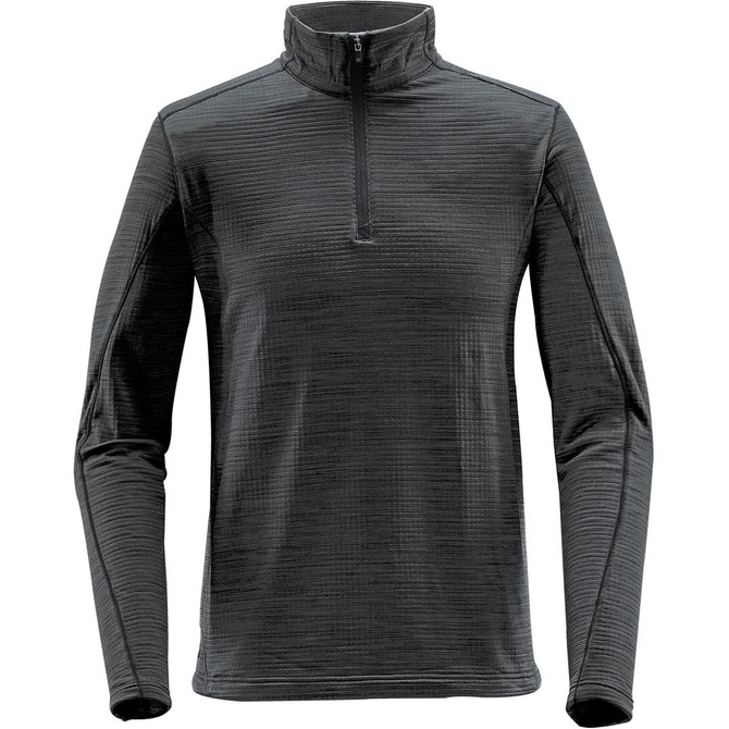 A dark grey men's base thermal 1/4 zip jumper with long sleeves and a zip neckline. It features a subtle textured pattern.