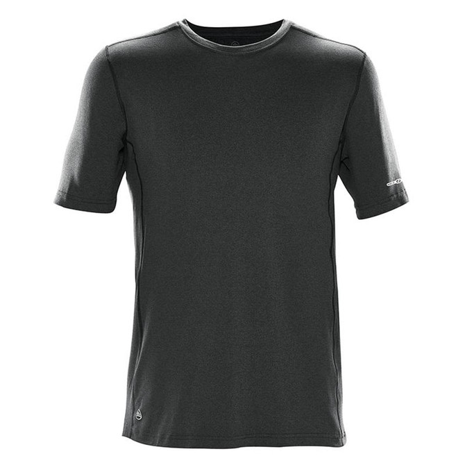 A grey short-sleeve t-shirt made from H2X-Dry material, featuring a logo on the sleeve.