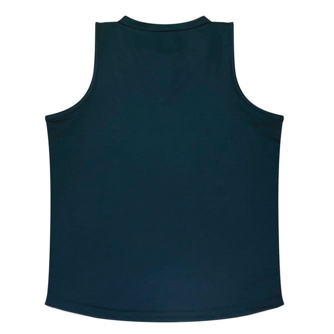 A dark green singlet with a simple design and no visible logos. The back has a clean, smooth finish.
