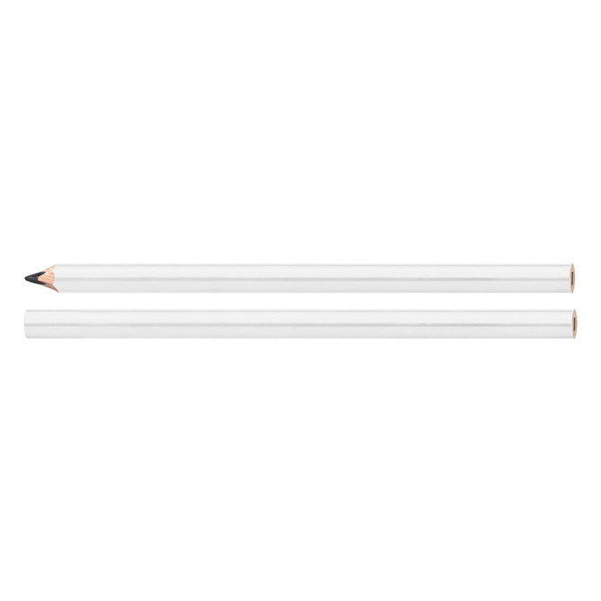A white Staedtler carpenter's pencil with a sharpened tip, placed alongside an unsharpened pencil.