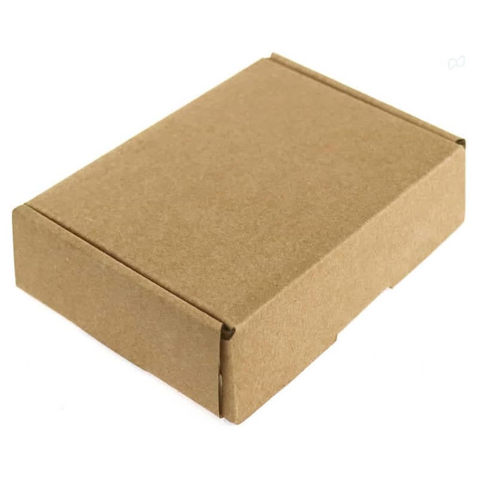 A brown kraft cardboard box with flaps, designed for packaging and shipping products.
