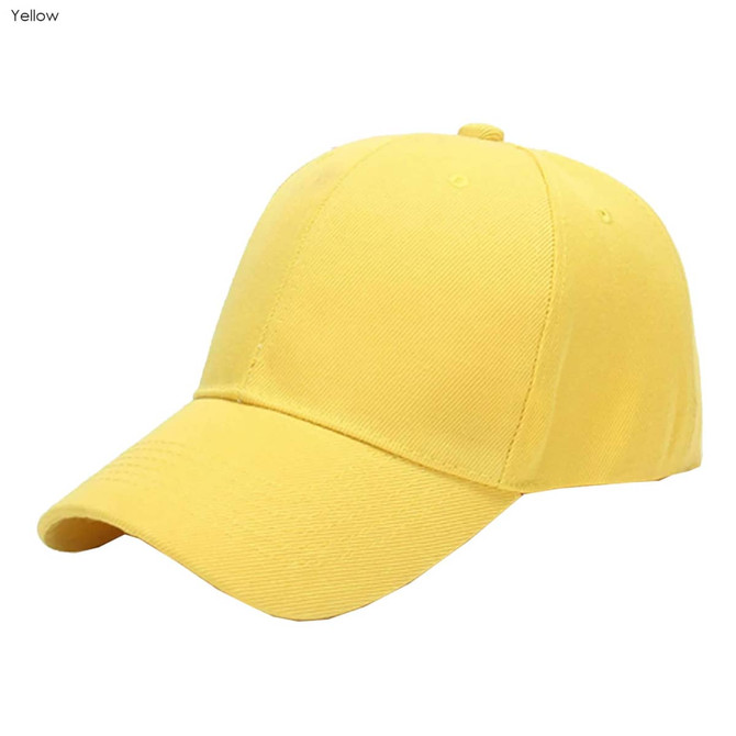 A yellow heavy cotton cap featuring a 6-panel design and a logo on the front.