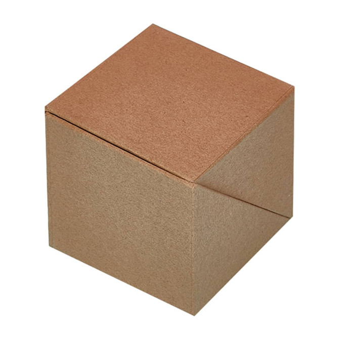 A brown cardboard box with a square shape and a flap closure. It has a simple, unbranded design.
