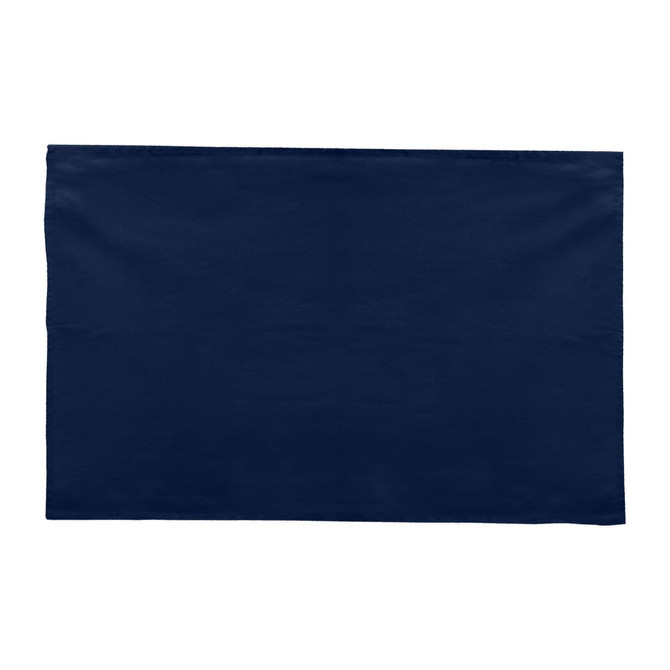 A navy cotton tea towel with a plain design. Features an unobtrusive logo. Ideal for home use.