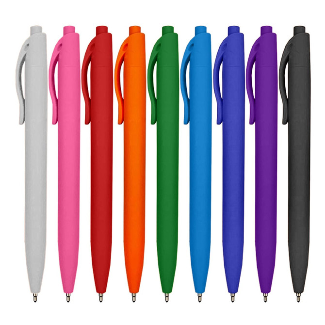A range of Lance Plastic Pens in various colours, including white, pink, red, orange, green, blue, purple, and black.
