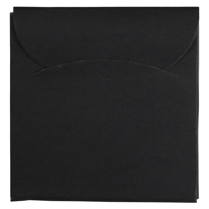 A black envelope with a rounded flap, designed for holding cards or letters.