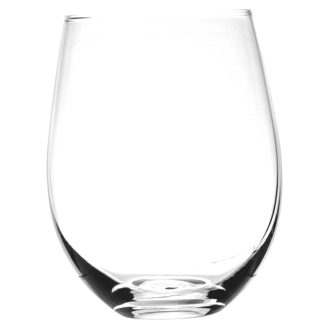 A clear, stemless wine glass with a capacity of 450ml, featuring a smooth, elegant design.