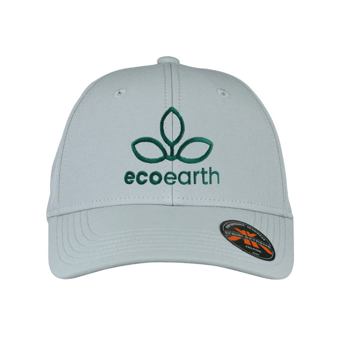 A light grey cap featuring an embroidered logo and branding. Suitable for casual wear.
