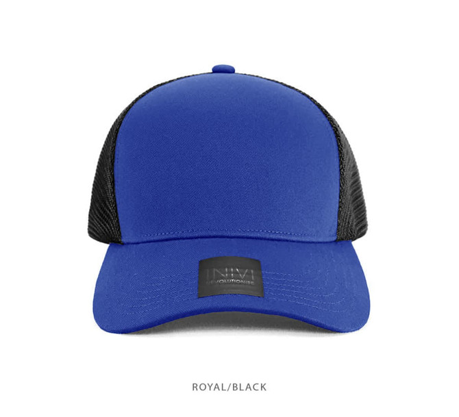 A royal blue cap with a black mesh back and a branded patch on the front.