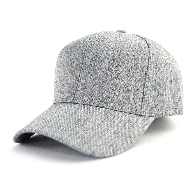 A grey cap with a curved brim, featuring a subtle texture and a logo on the front.