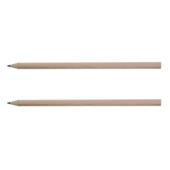 Two grey-lead pencils with sharpened wood bodies, showcasing a minimalist and natural design.