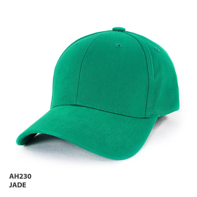 A green heavy brushed cotton cap with a curved brim and a logo on the front.