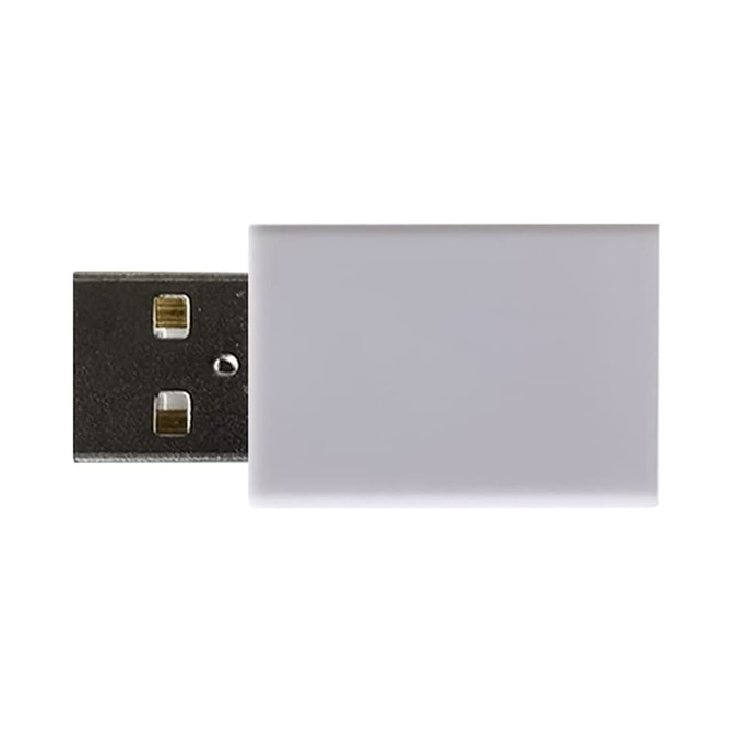 A white USB Data Blocker adapter with Type-A and Type-C connectors.
