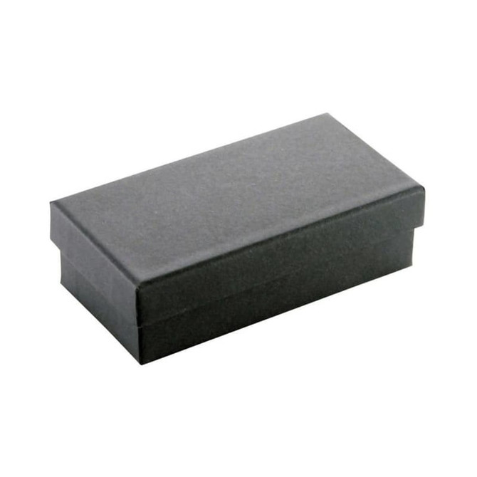 A black rectangular box with a lid, made from sturdy paper material.